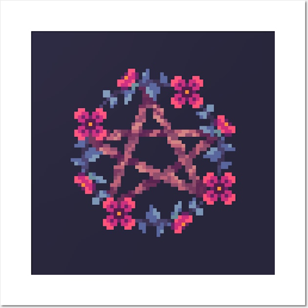 Floral Pentagram Wall Art by Jarocat